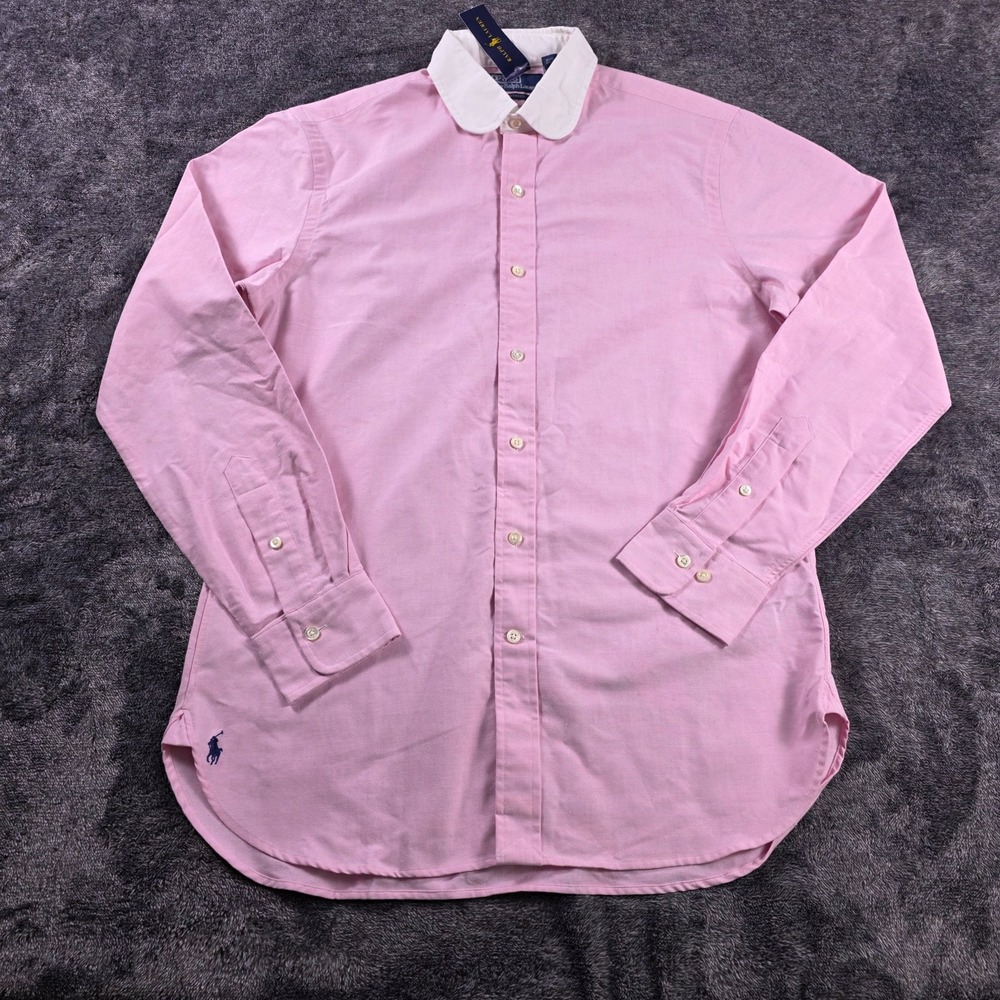 Polo Ralph Lauren Custom Fit Oxford Knit Shirt Mens M 15.5 Pink Office Wear
